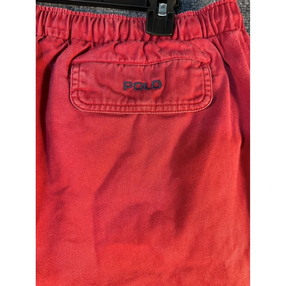 Polo Ralph Lauren Mens XXL Red Elastic Waist Cotton Chino Shorts Drawstring